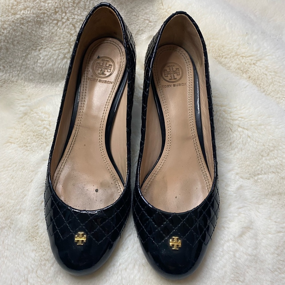 Tory Burch Black Quilted Loafers with Gold Accent